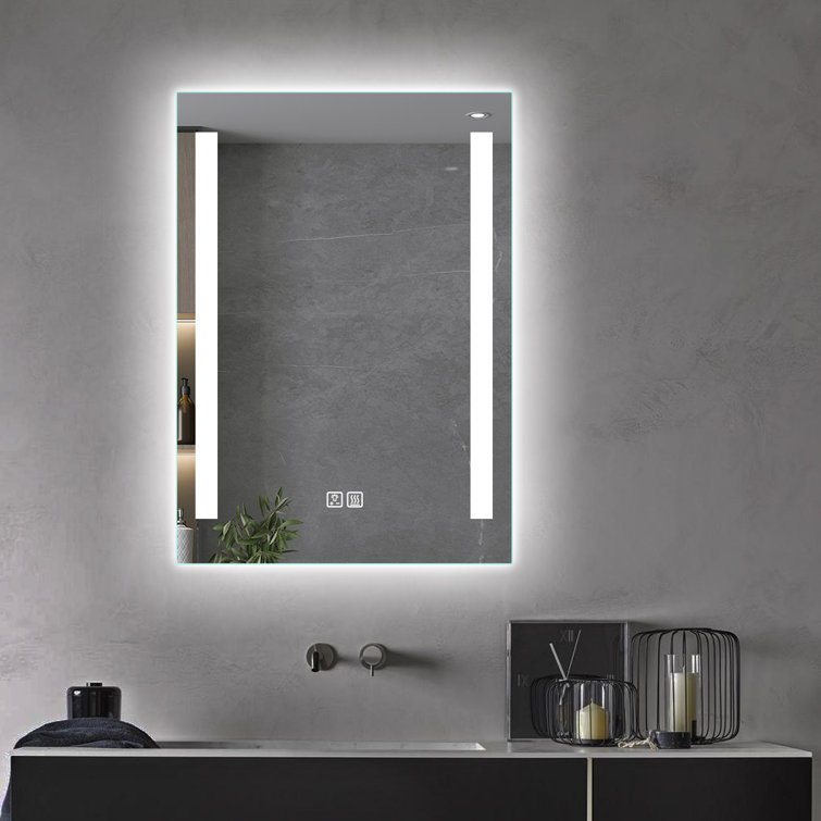 Bathroom Mirror with LED Lights, Anti Fog Touch Switch Vertical or
