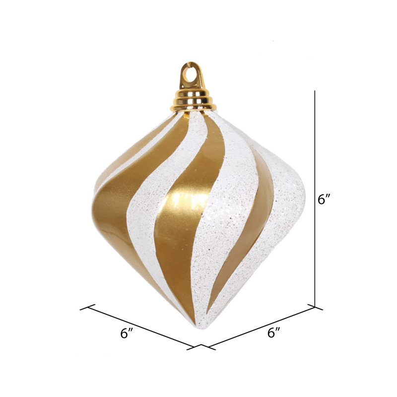 Ornement en forme de diamant, Doré / Blanc, H 6 po x l 6 po x P 6 po
