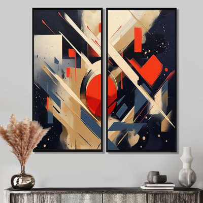 Red And Black Depth Corner I - Red Wall Art 2-Panels