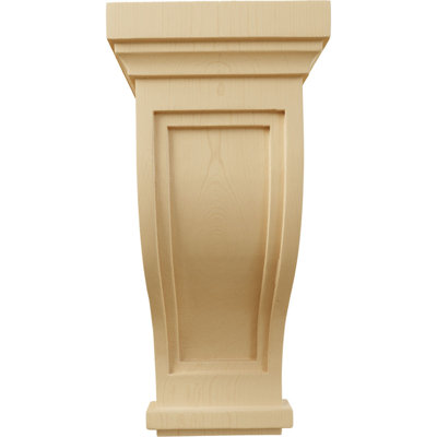 7 1/2"W x 8"D x 17"H Traditional Recessed Mission Corbel, Alder