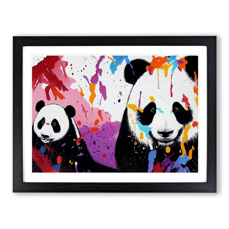 XH1022-6781X Panda Splash Vol.1 Abstract - Single Picture Frame Print, 46cm H x 64cm W x 2cm D, Black