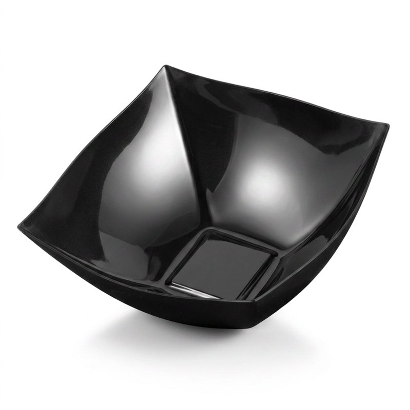 Bols carrés Black Wave de 128 oz - 25 bols, Black