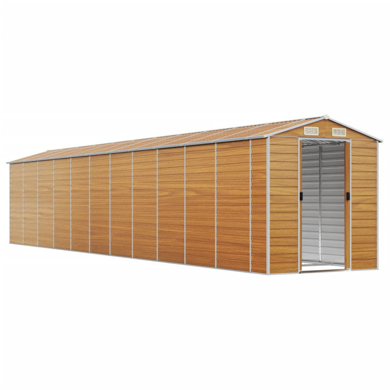Breydon Garden Shed Galvanised Steel, 198cm H x 191cm W x 980cm D, Light Brown