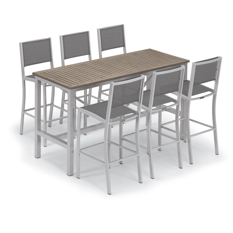 Travira Aluminum Bar Table, Teakwood Vintage