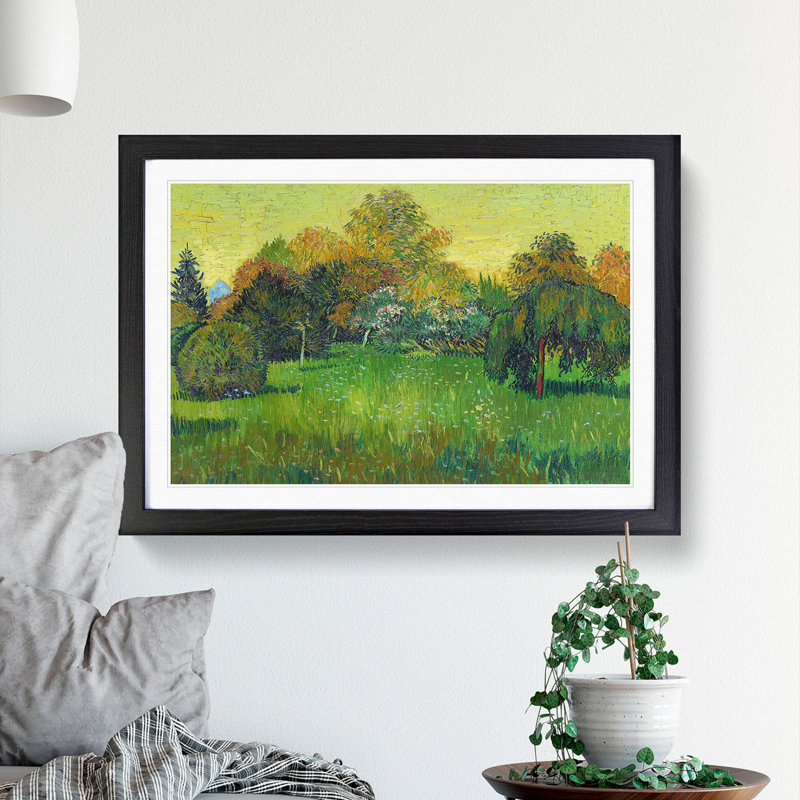 The Poets Garden by Vincent Van Gogh - Picture Frame Painting, Black Framed, 27cm H x 36cm W x 2cm D