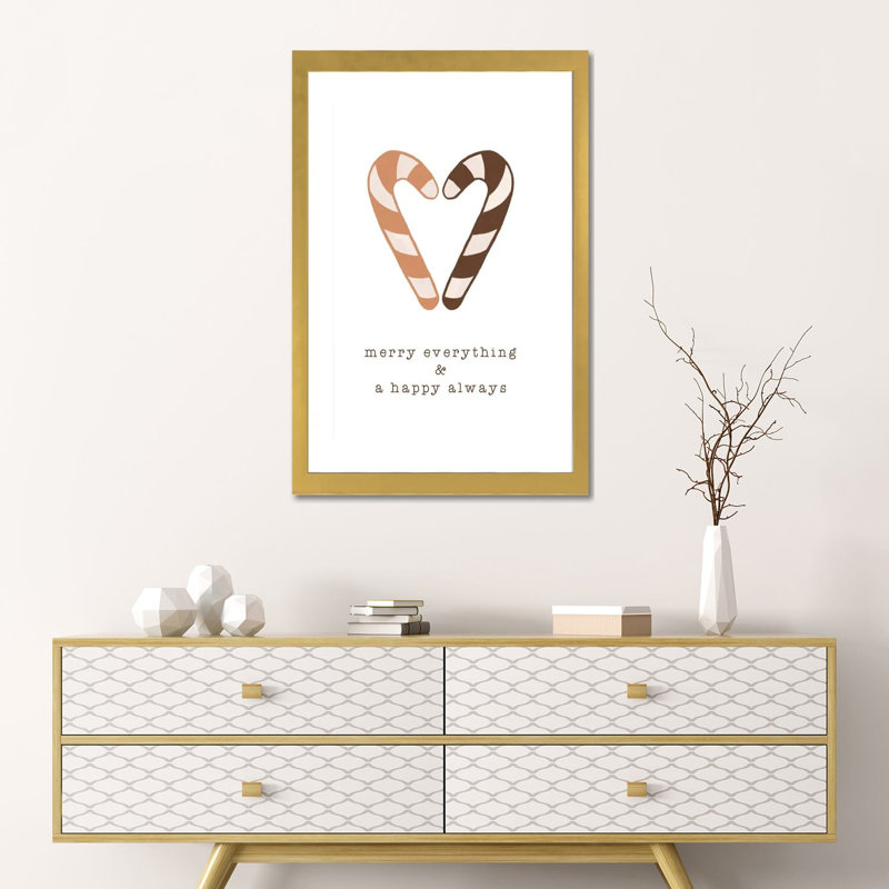 "Merry everything & a Happy always" par Orara studio-impression d’art textuel, H 24 po x l 16 po x P 1 po, Blanc