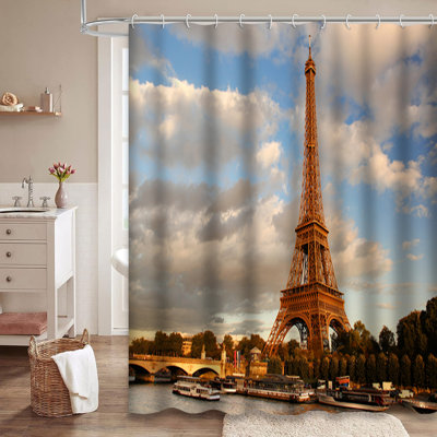 Rideau de douche Paris River Tour Eiffel avec 12 crochets