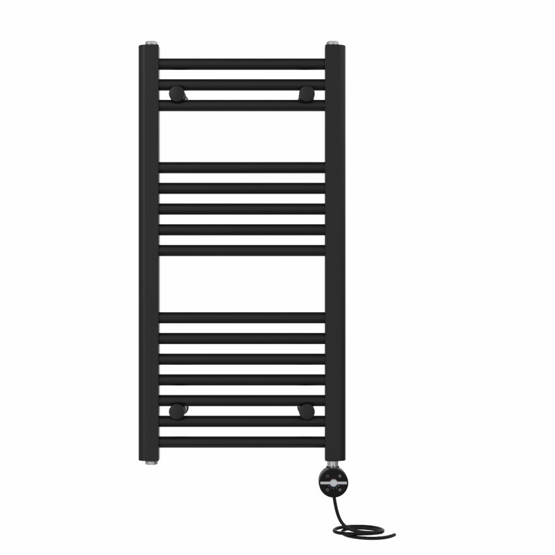 Delyth Straight Towel Rail Heated Towel Rails, Black, 80cm H x 40cm W x 3cm D