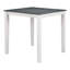 Table de salle à manger à hauteur de comptoir 5 pièces en bois massif blanc avec 4 coussins en tissu gris et lin