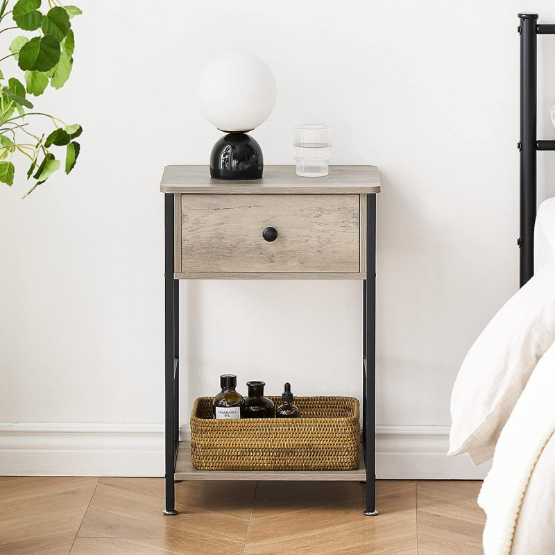 Qualana Iron Bedside Table, Grey