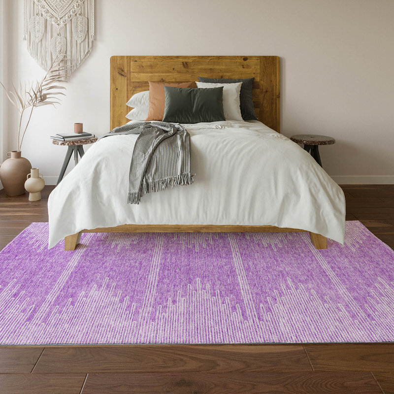 Lavender Rectangular Washable Synthetic Rug, 2'6" x 3'10"