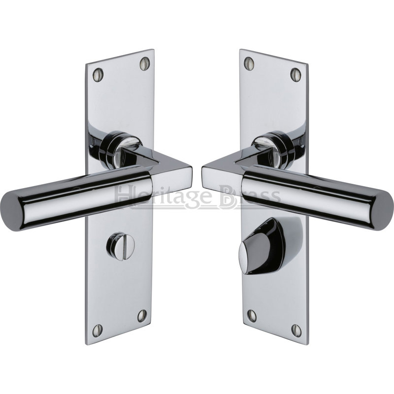 Heritage Brass Heritage Door Handle for Bathroom Bauhaus Design, Polished Chrome