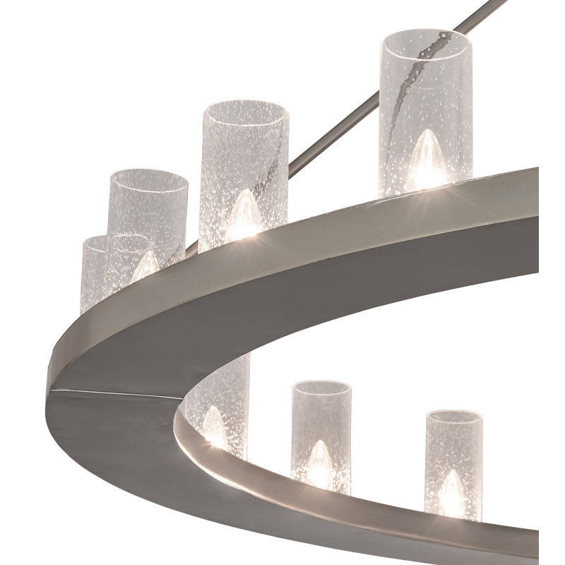 Loxley Steel 24-Light LED Wagon Wheel Chandelier with Seeded Glass