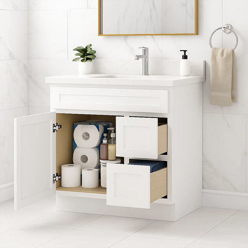 Base de meuble-lavabo simple 36 po seulement, Blanc