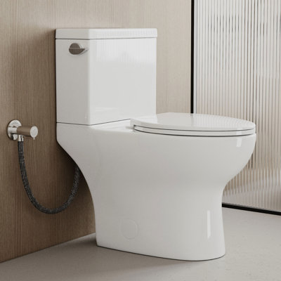 Los Flexi Two-Piece ADA Toilet, 17.5" Chair Height Elongated Toilet with Soft-Close Seat, 1.28 GPF Single Flush & Full Installation Kit, 12" Rough-In