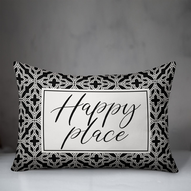  Housse de coussin rectangulaire et insert Happy Place Quatrefoils, Noir
