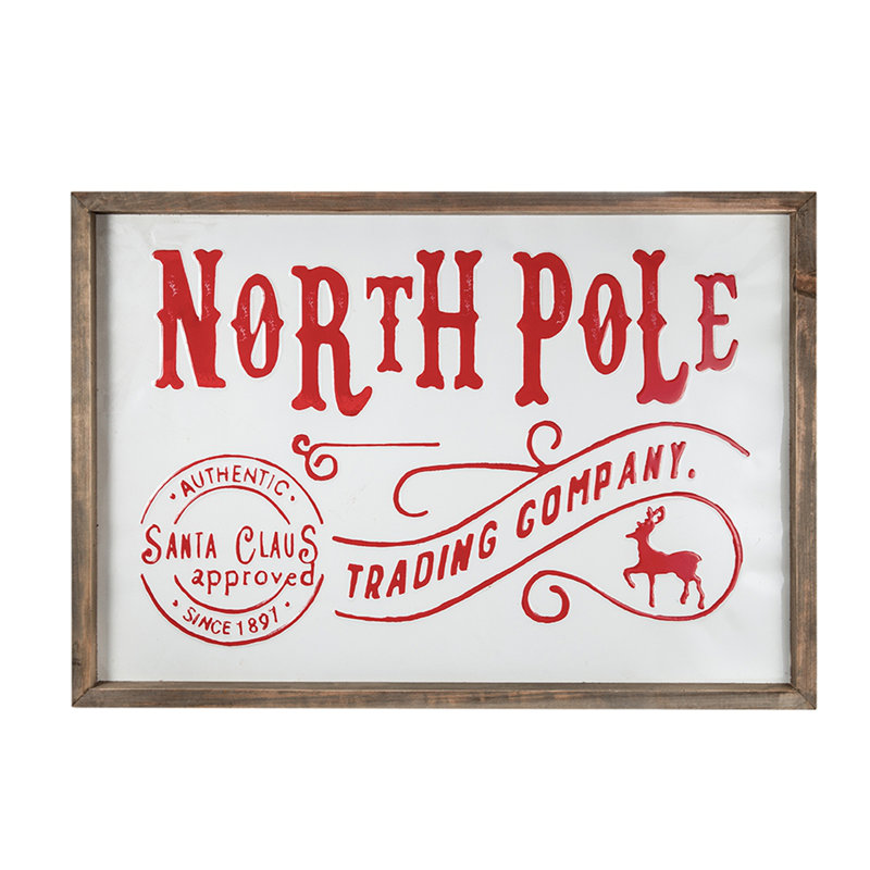 Plaque murale en fer / bois North Pole Trading Company, pour les fêtes de Noël, décoration murale