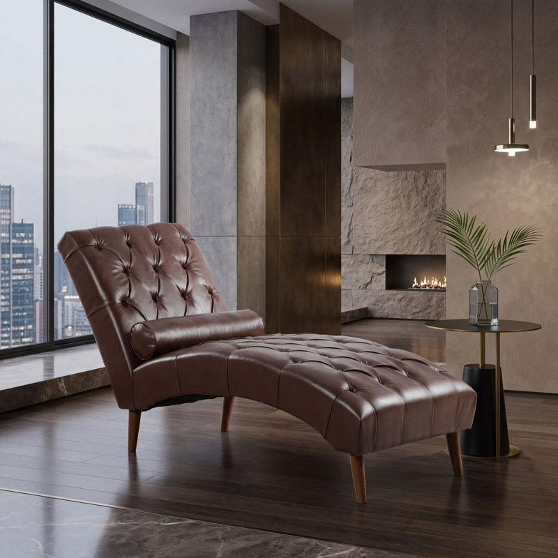 Chaise longue rembourrée Classic, Marron foncé