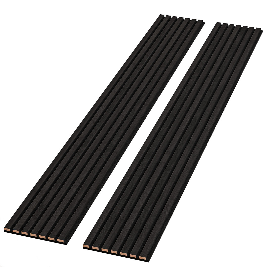 106” L x 12.6” W - 3D Acoustic Soundproof Wood Slat Wall Panel - Decorative Shiplap, Acoustic Wall Tile (Set of 2) e-Joy Color: Embossed Black