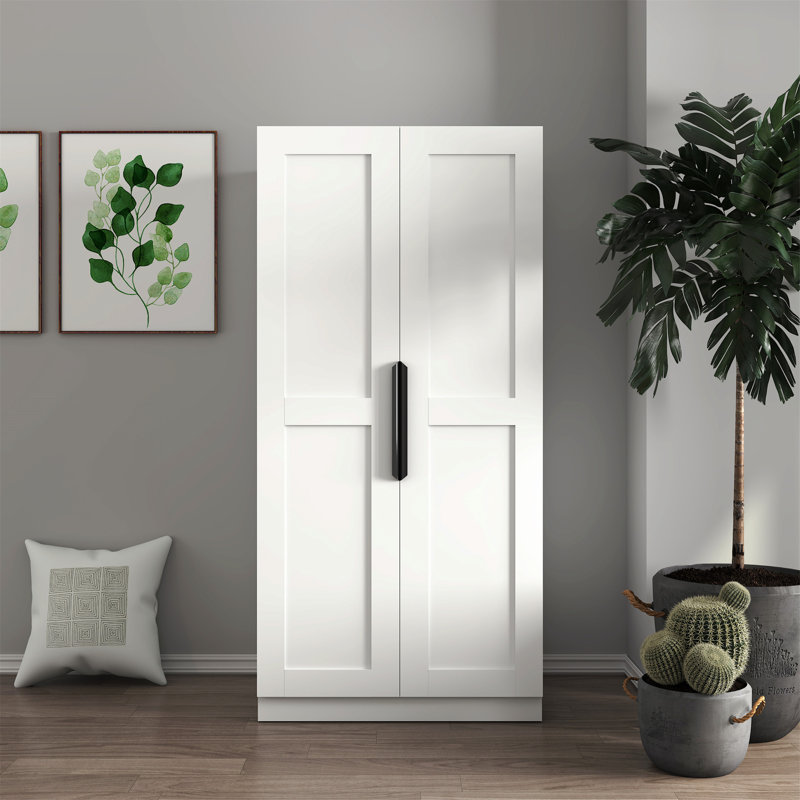 Buffet sur pied en bois avec portes et tablettes, Blanc