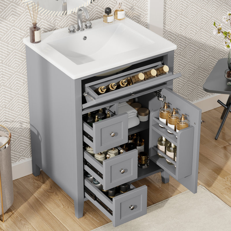 Meuble-lavabo moderne 24 "avec lavabo, Gris