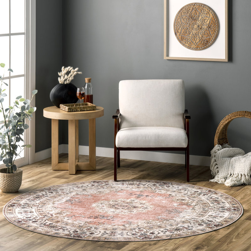 Tapis floral rétro Ren SpinClean, Rond 8 pi