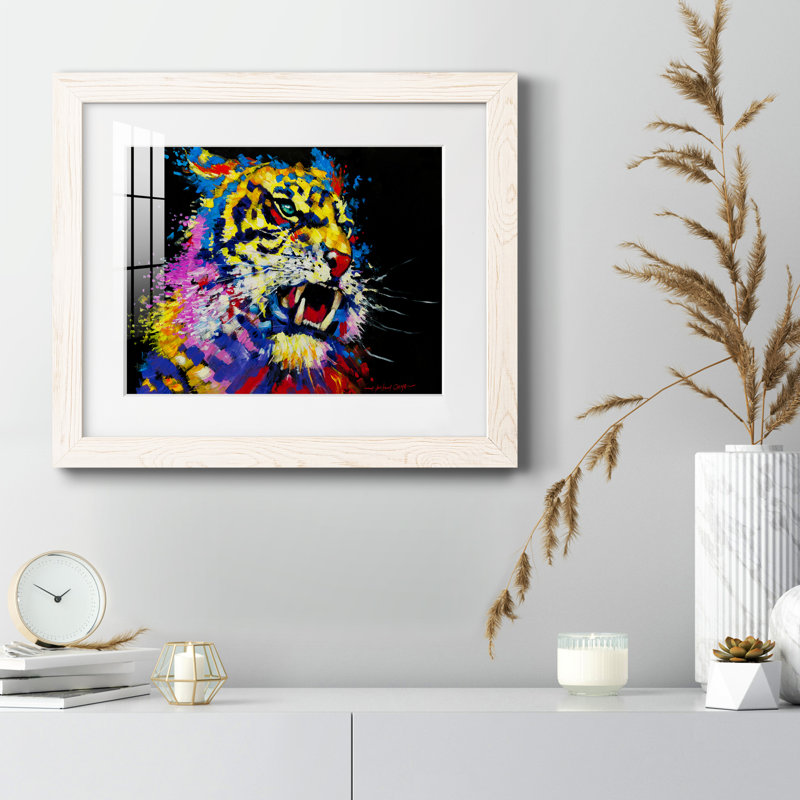 " Tiger " Painting Print, White Framed, 24" H x 18" W x 1.5" D