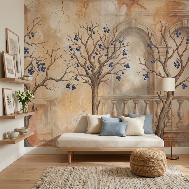 Murale arches classiques de style européen rétro Vintage Fresco, 160 po x 108 po, Textured Non-Pasted