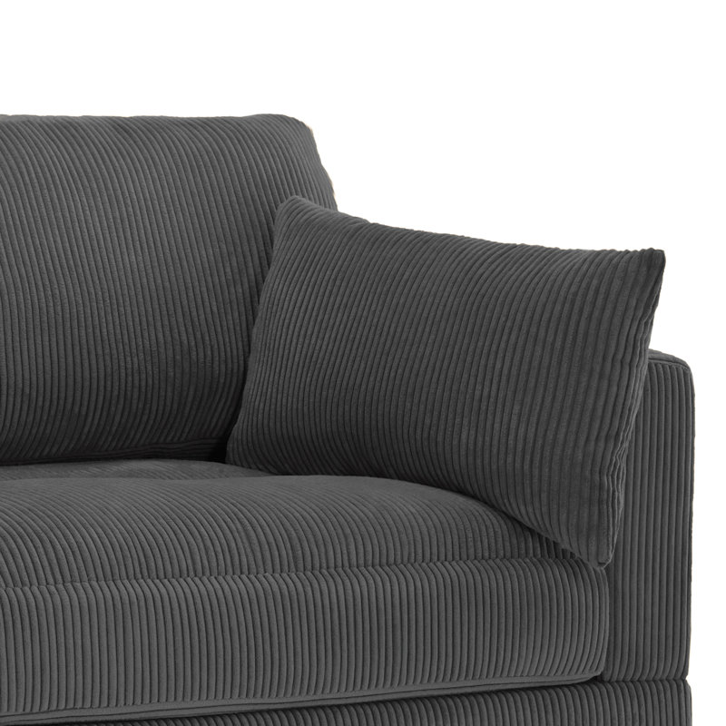 Canapé modulaire en velours côtelé Maelina , H 30,7 po x l 161,4 po x P 68,1 po, Velours côtelé gris
