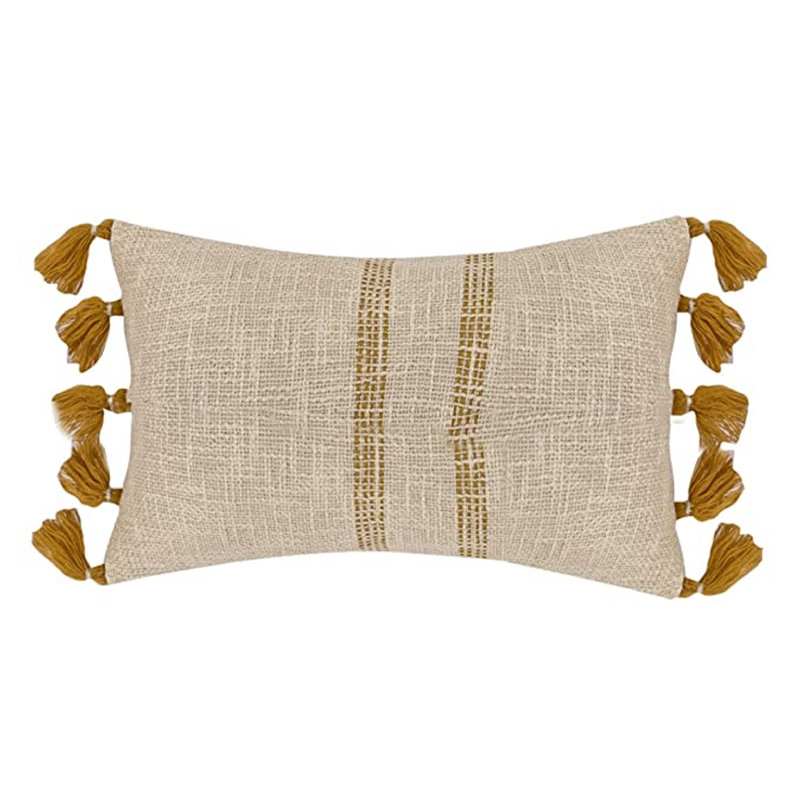 Housse de coussin rectangulaire 100% coton, Jaune