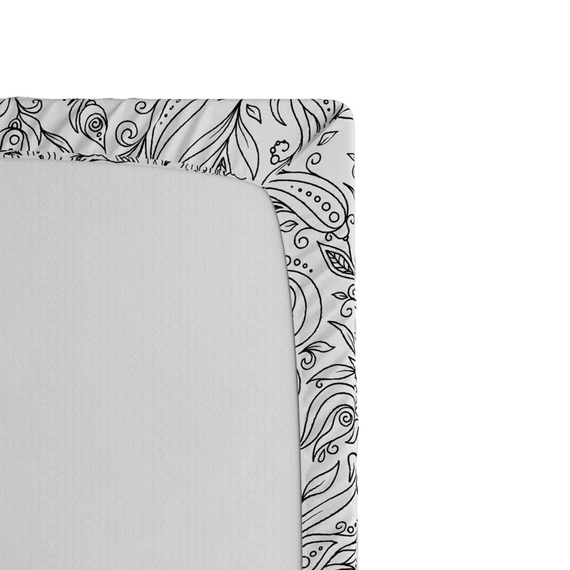 Microfiber Fitted Sheet, Twin XL Fitted Sheet, Black/White Floral 1