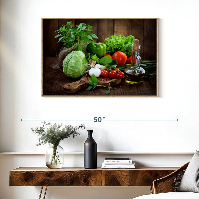 Fruits et légumes biologiques, Cadre flottant en bois naturel, 37 po x 25 po