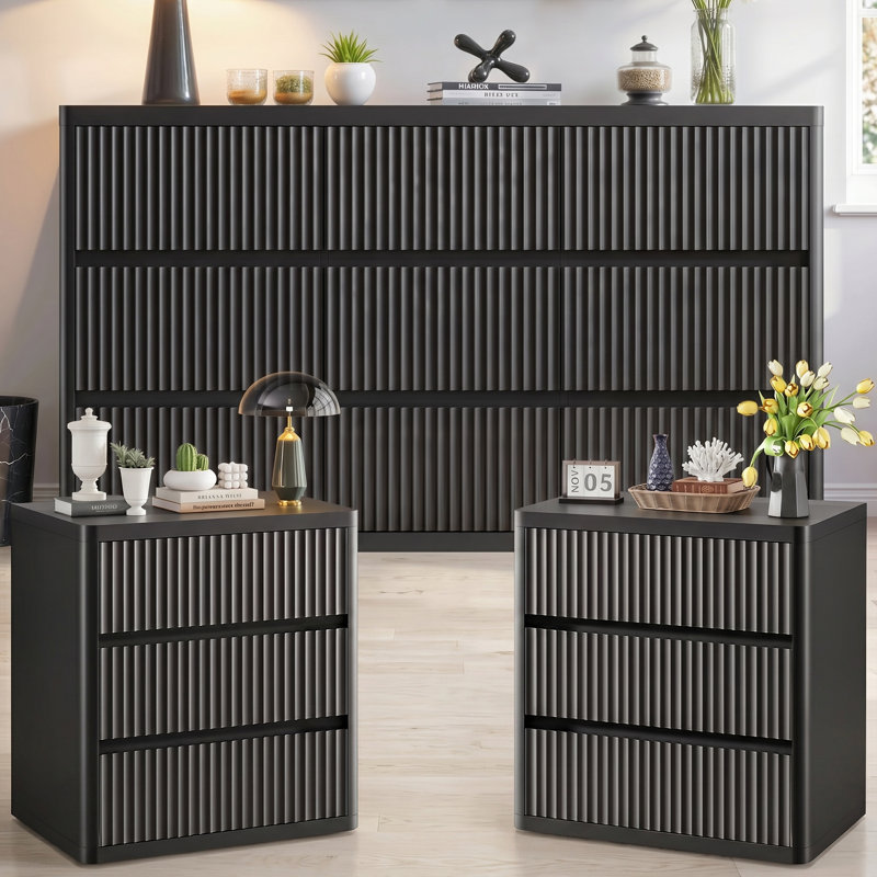 Ensemble de chambre à coucher 3 pièces, Black