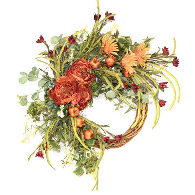26" Handcrafted Faux Fruit Peony Floral Wreath for Front Door