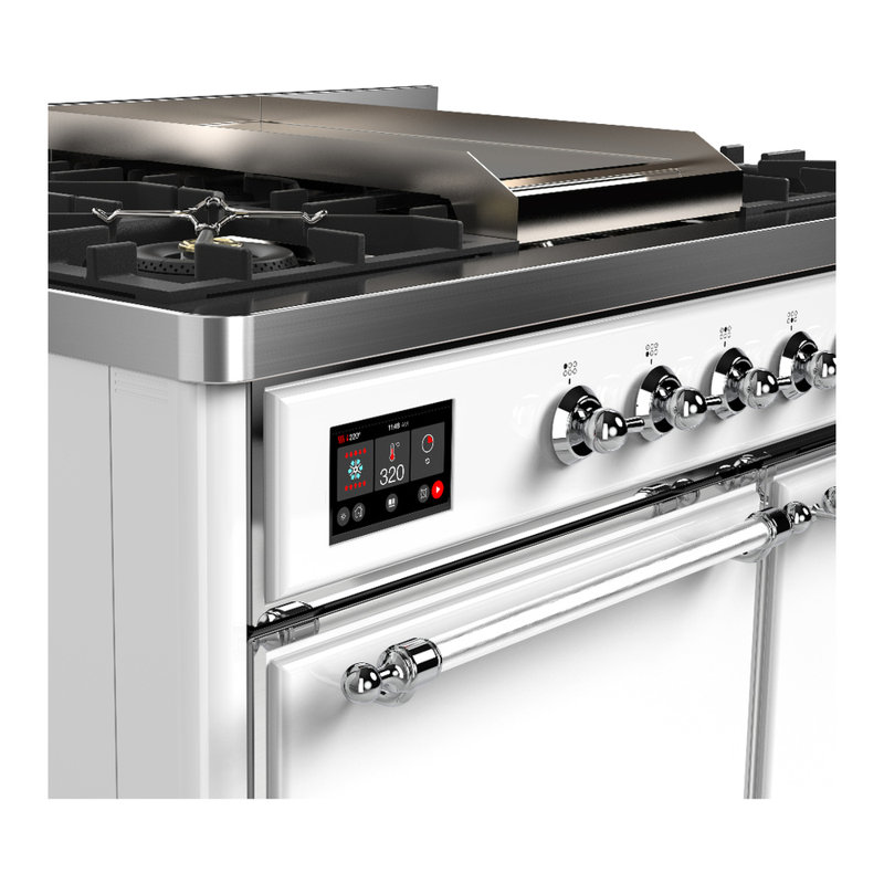 Majestic III Series 40 Inch Dual Fuel Range with 6 Sealed Burners, Griddle, in White (Natural Gas, Copper Trim), White