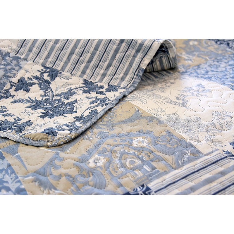  Ensemble de courtepointe Patchwork Blue, Courtepointe simple + 1 taie décorative standard