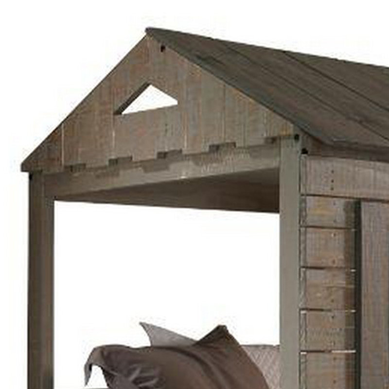 Aryn Kids Twin Over Twin Bunk Bed, Brown