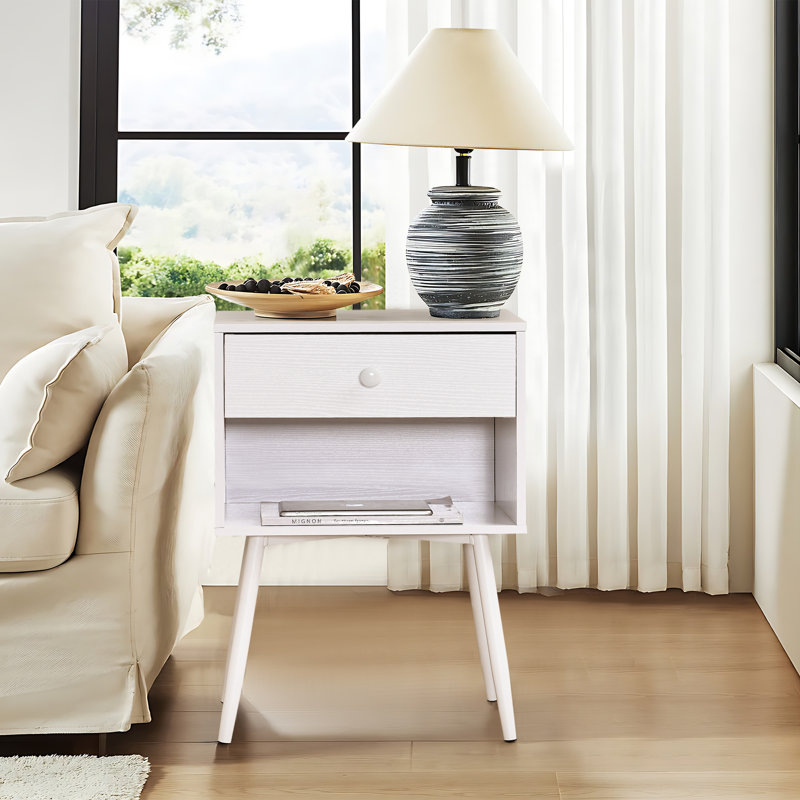 Ensemble de tables de chevet Kempst pour le salon de la chambre à coucher, Blanc
