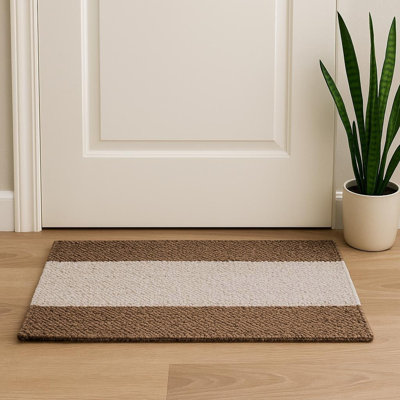 Tapis rayé en jute brun et beige 2 pi x 3 pi