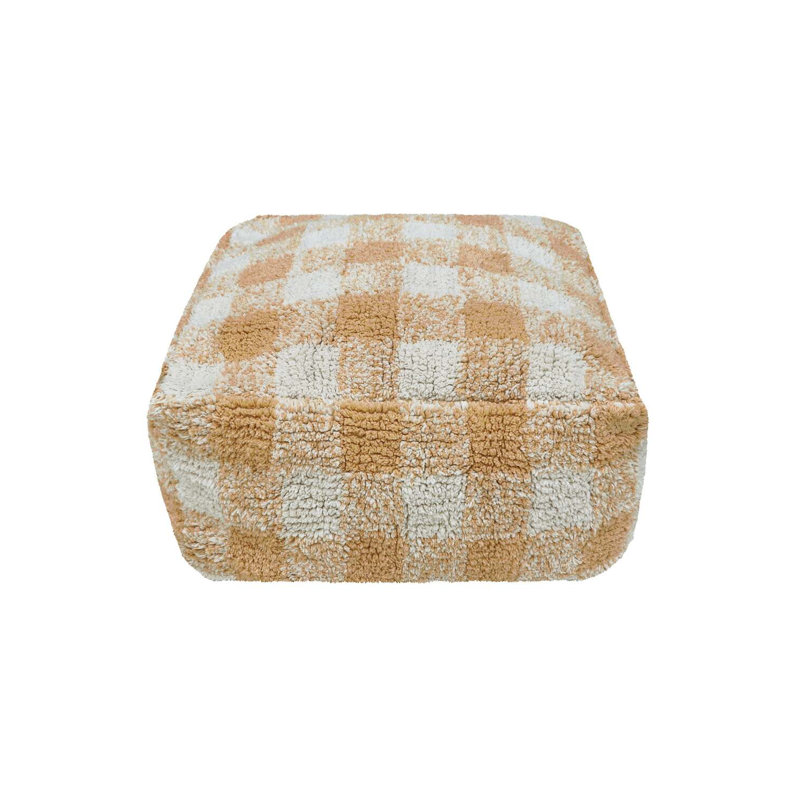 Vichy Square Pouf, Honey