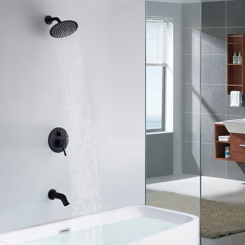 Complete Shower System with Rough in-Valve, Matte Black