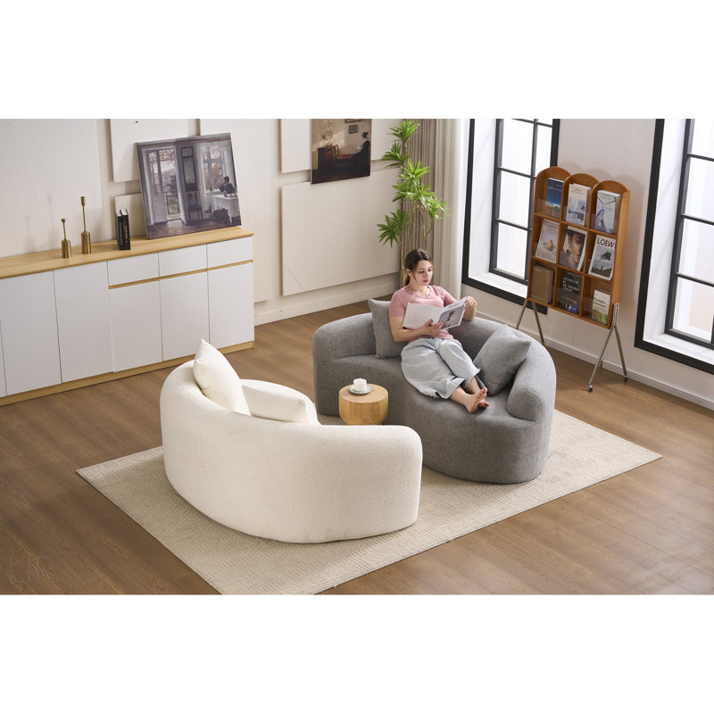 Canapé modulaire en chenille courbé en L LY-042: double profondeur, sans assemblage, compact pour les petits espaces, 400 lb, 66,9 L