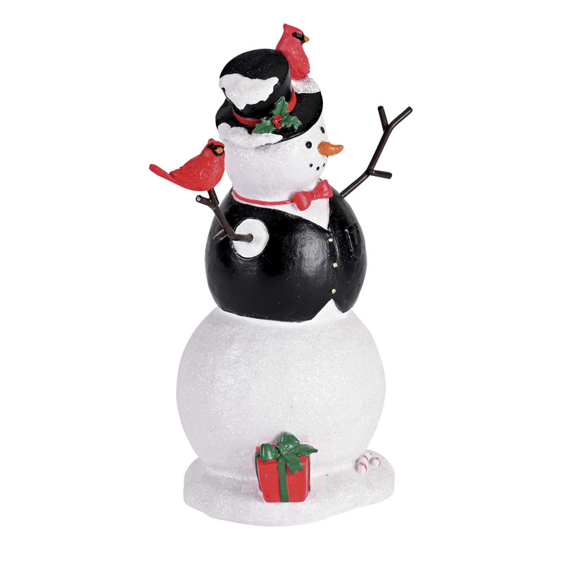 Figurine bonhomme de neige avec paillettes cardinales