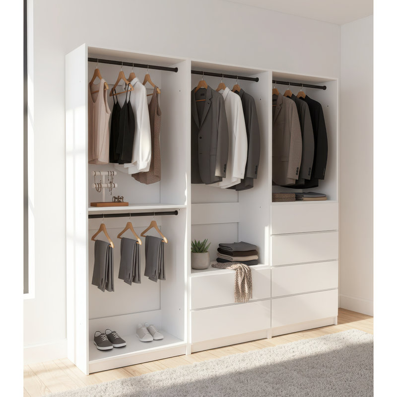 Kalinikos Freestanding Walk in Wood Closet System, White