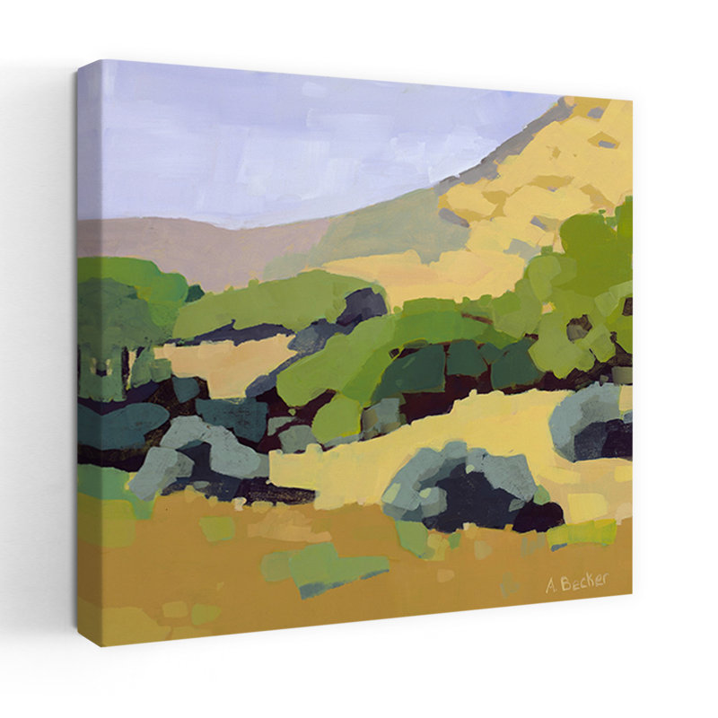 Hillside, paysage abstrait contemporain, art naturel, H 18 po x l 18 po