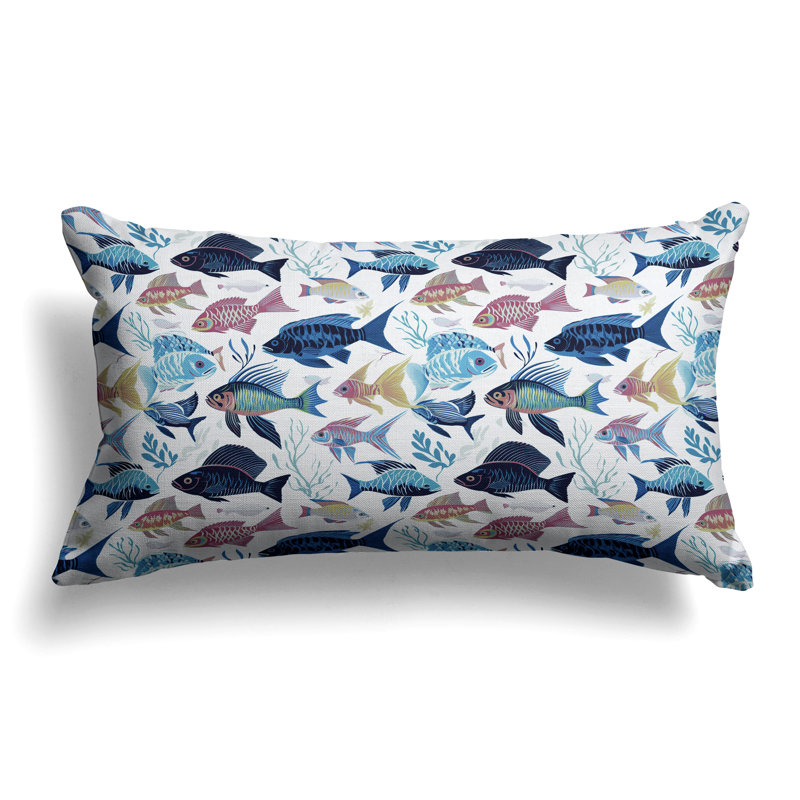 Fish Paradise  Rectangular Throw Pillow, Blue/Pink