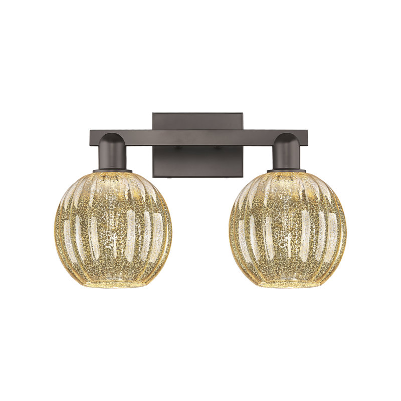 Eldon - 2 Light 16" Globe Shade Bath Vanity Light, Mercury, Oil Rubbed Bronze
