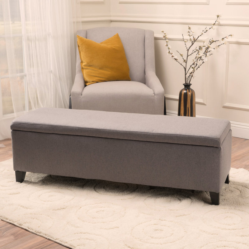 Banc de rangement rembourré Schmit, Gris foncé, 16.25" H x 51.25" W x 17.50" D