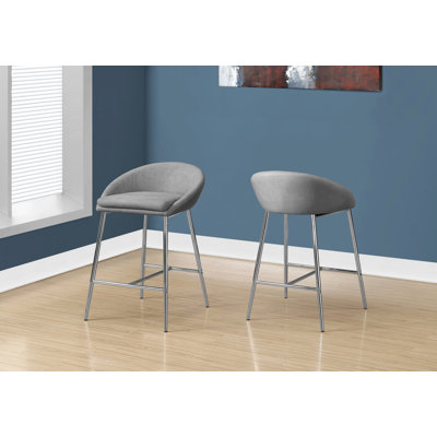 Tabouret de bar, ensemble de 2, métal chromé, tissu, contemporain, moderne