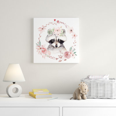 « floral raton laveur », art sur toile